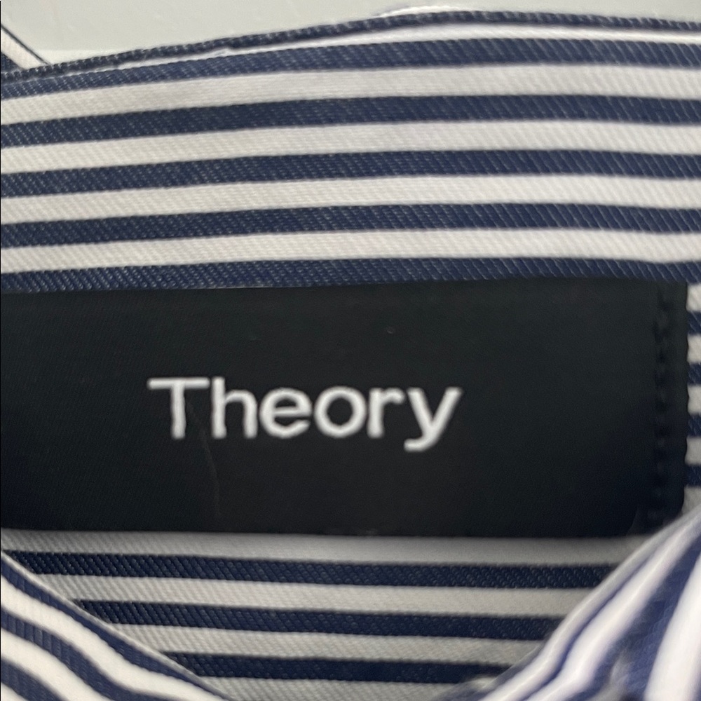 Theory Mens Large Striped Button Up - Picture 4 of 5